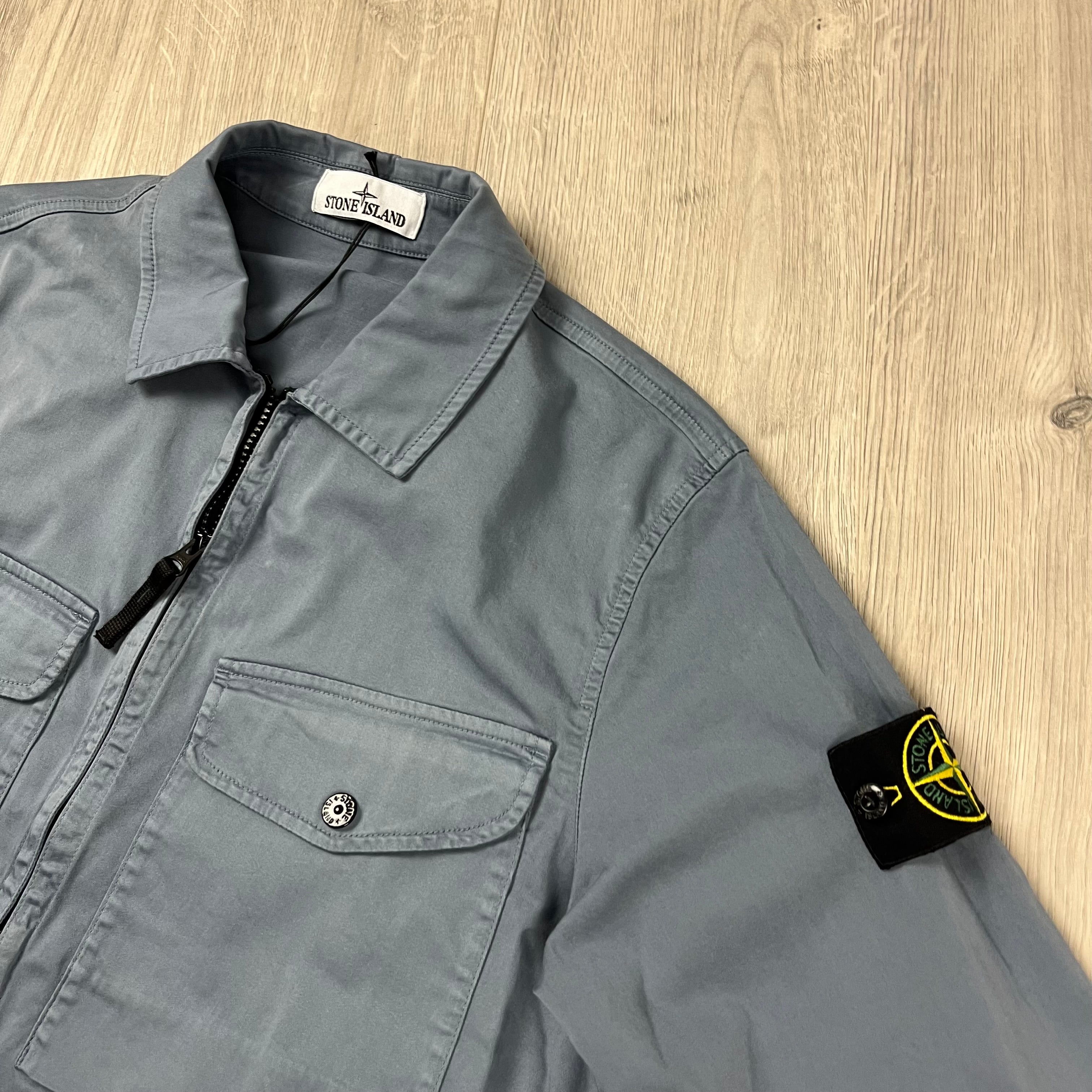Stone Island Zip Overshirt - Avio Blue Ironleague
