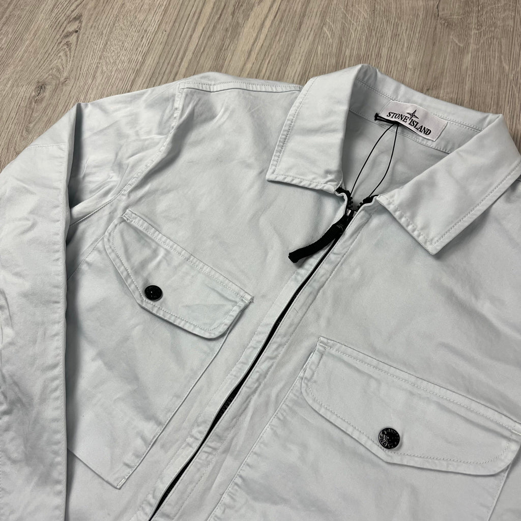 Stone Island Zip Overshirt - Sky Blue Ironleague