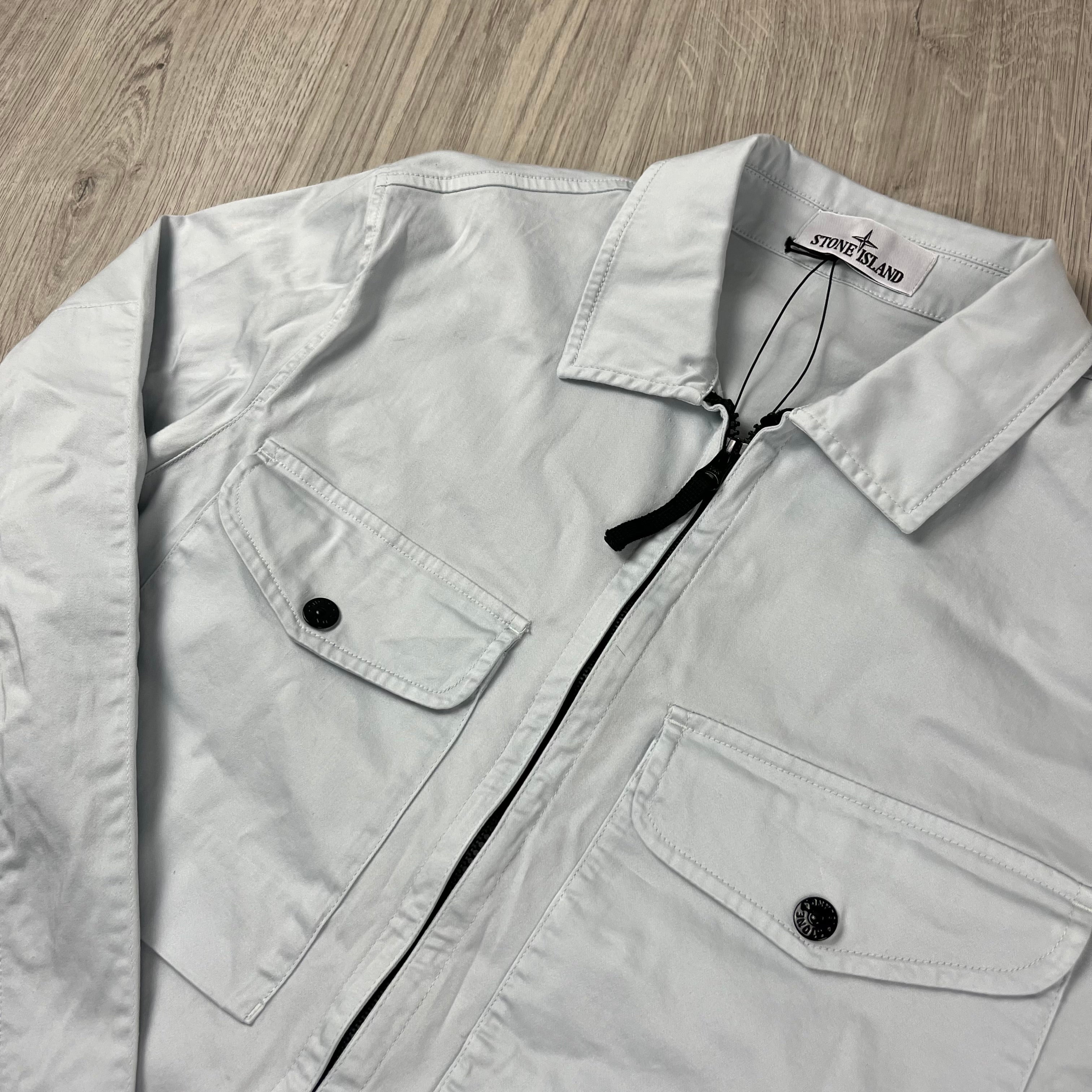 Stone Island Zip Overshirt - Sky Blue Ironleague