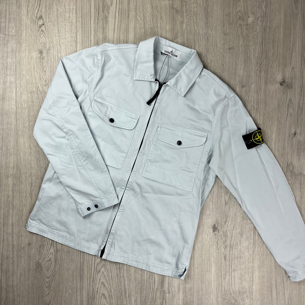 Stone Island Zip Overshirt - Sky Blue Ironleague