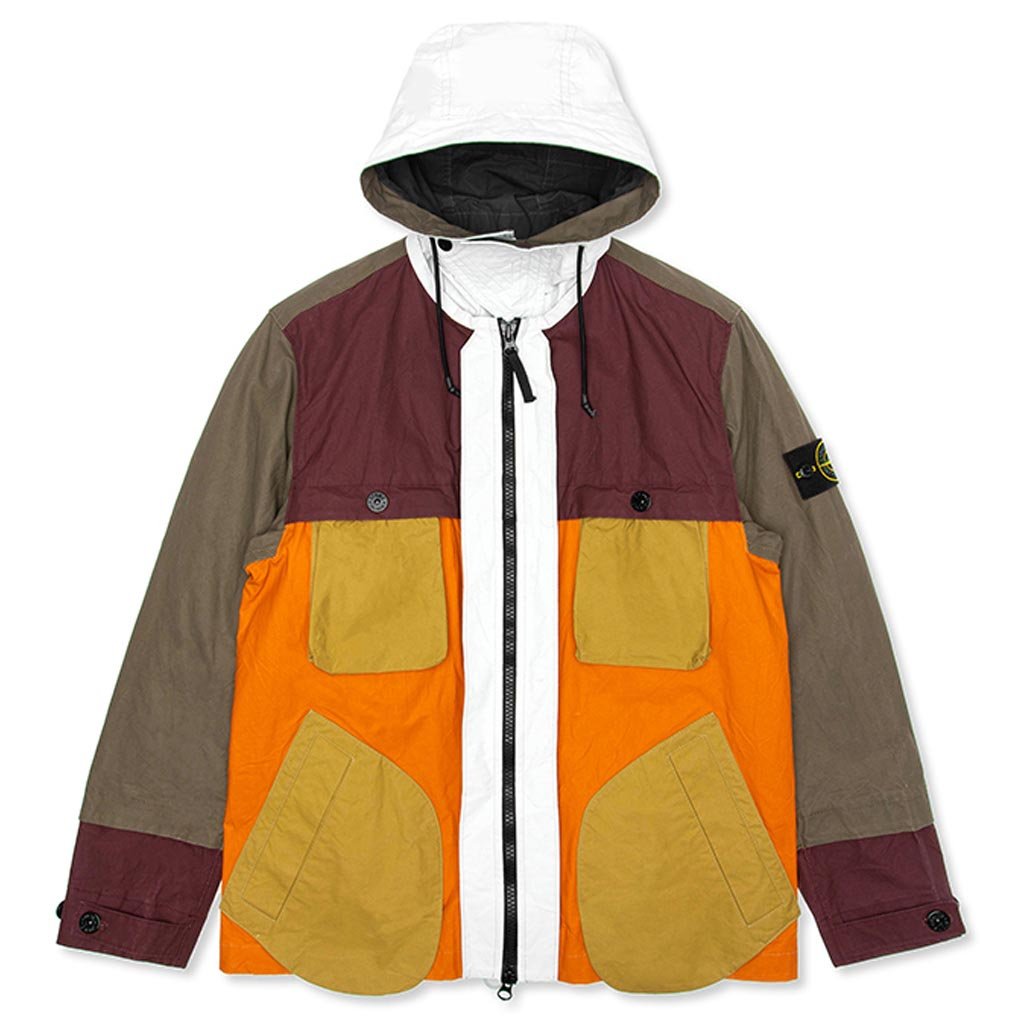 Stone Island Tela Placcatta Bicolore Hooded Field Jacket - Orange