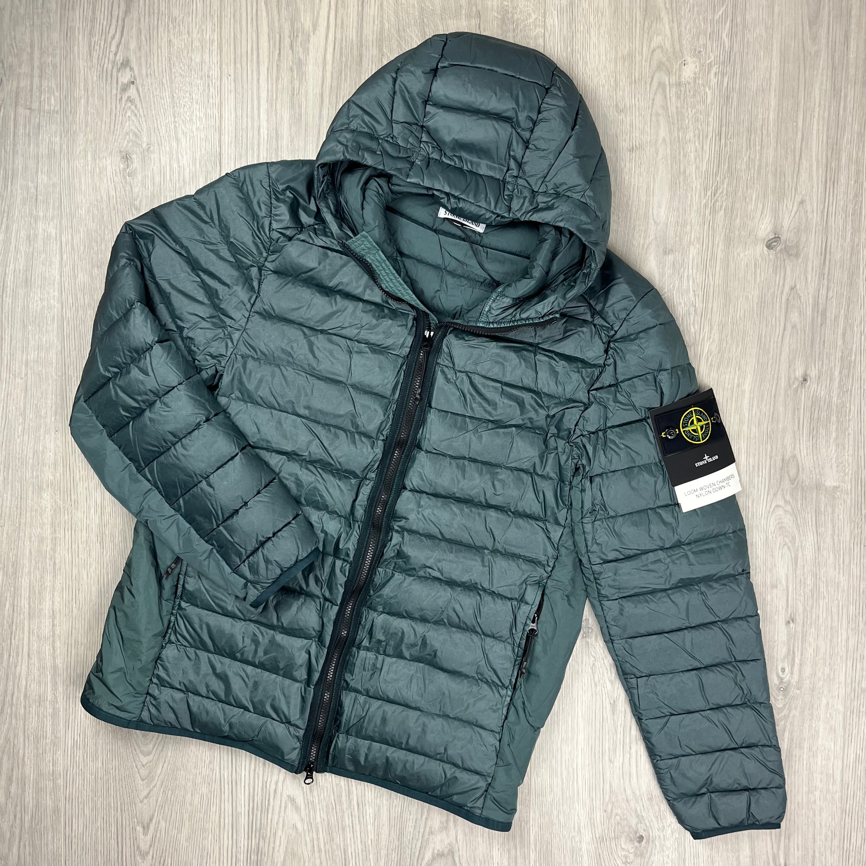 Stone Island Woven Down Jacket - Green Ironleague