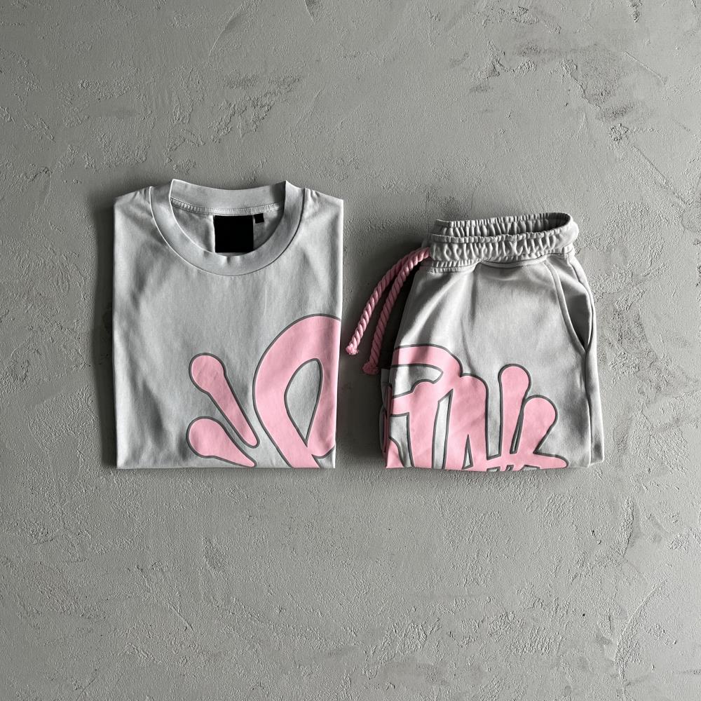 Syna T-Shirt & Shorts Set - Grey/Pink Ironleague
