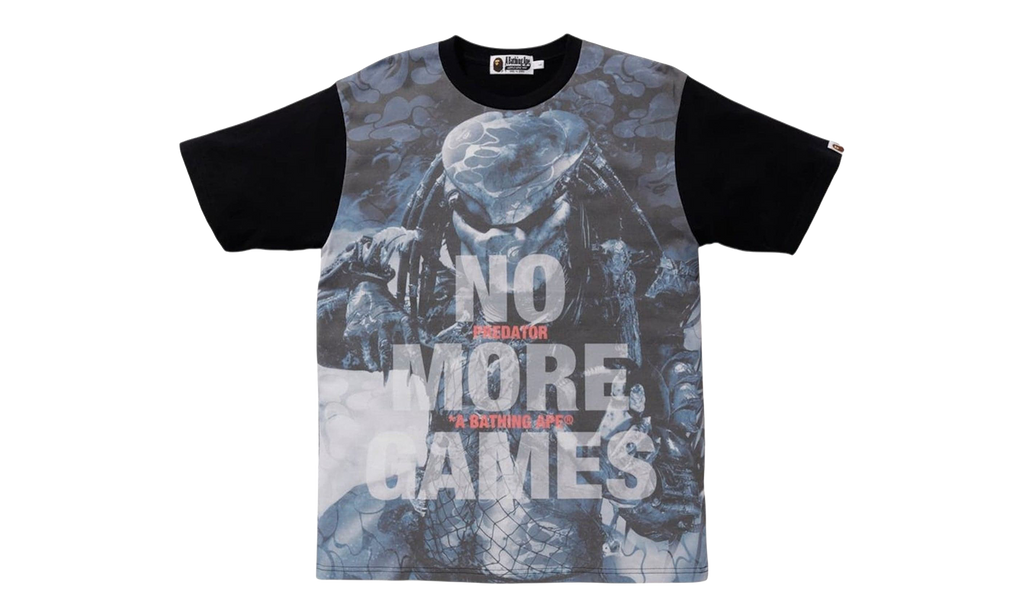 BAPE Predator No More Games Logo Short Sleeve T-Shirt Black Multicolor BPSCTB