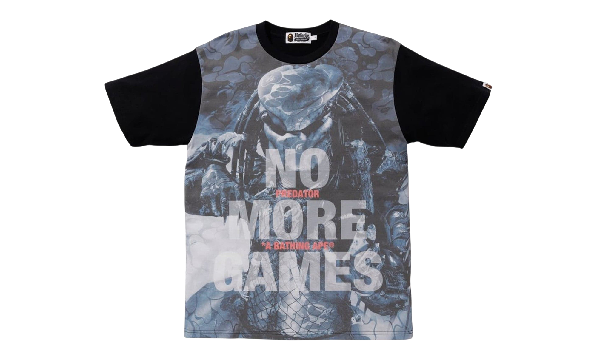 BAPE Predator No More Games Logo Short Sleeve T-Shirt Black Multicolor BPSCTB