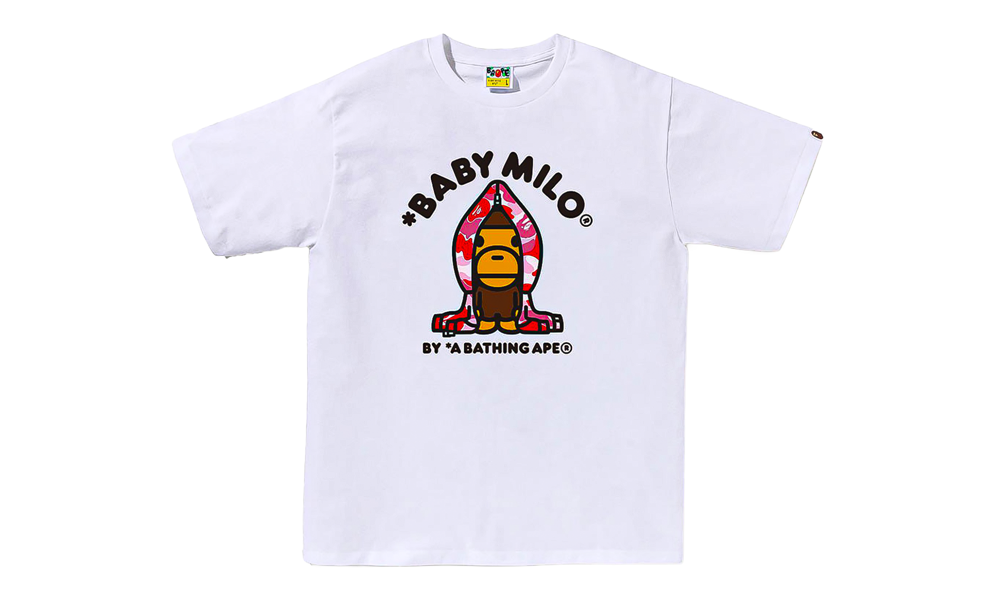 BAPE ABC Camo Milo Hoodie SS Tee White/Pink Camo 0ZXTEMX00510Q WHT