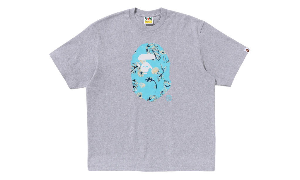 BAPE Vacation Pattern Ape Head Relaxed Fit Tee Grey 1L30 110 335 GREY