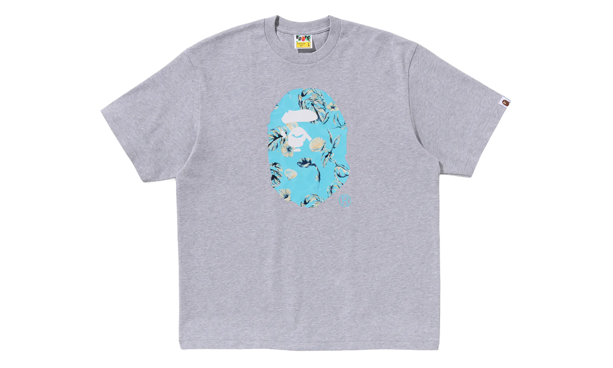 BAPE Vacation Pattern Ape Head Relaxed Fit Tee Grey 1L30 110 335 GREY