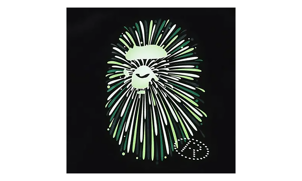 BAPE Ape Head Firework I Tee Black / Green 1K72 110 011 BLACK GREEN