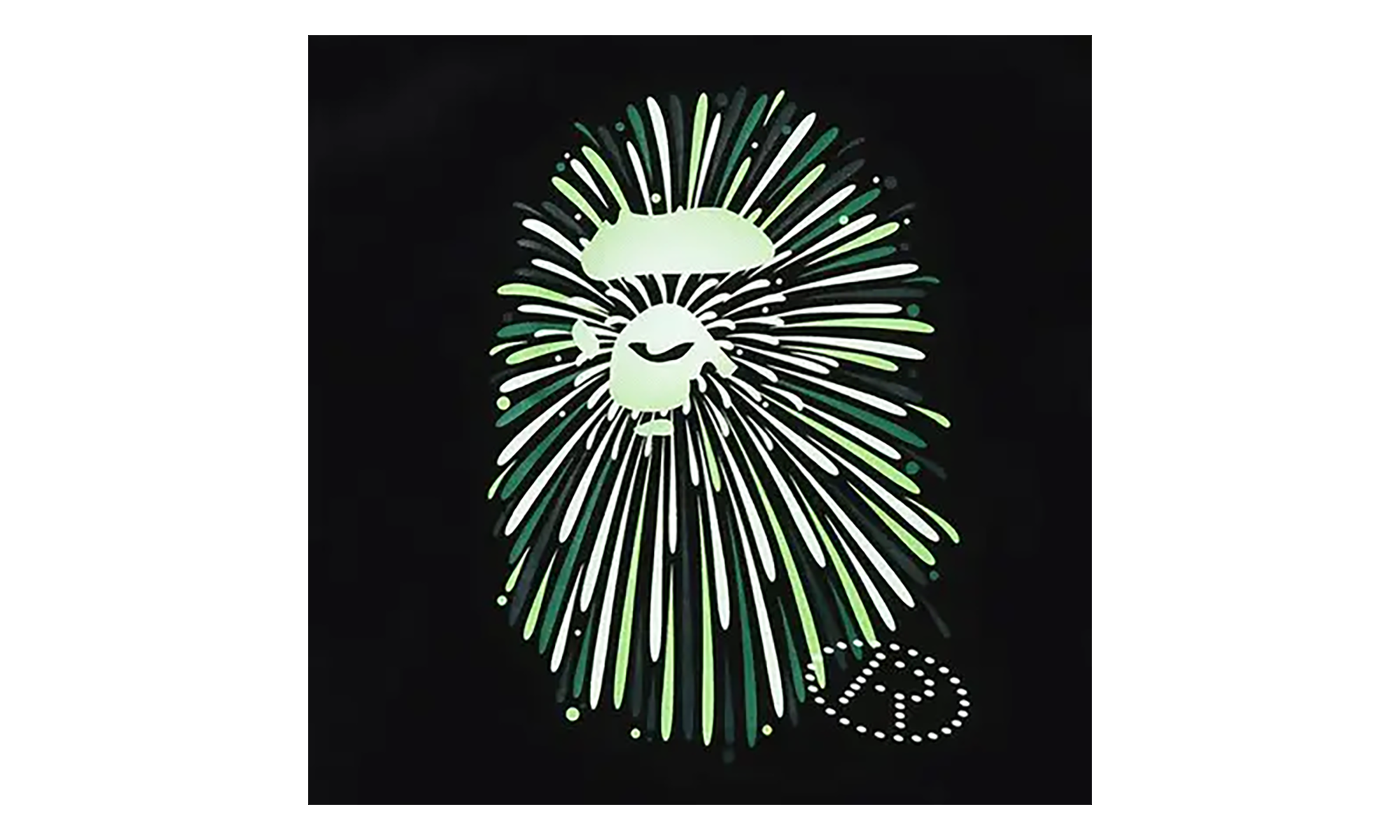 BAPE Ape Head Firework I Tee Black / Green 1K72 110 011 BLACK GREEN