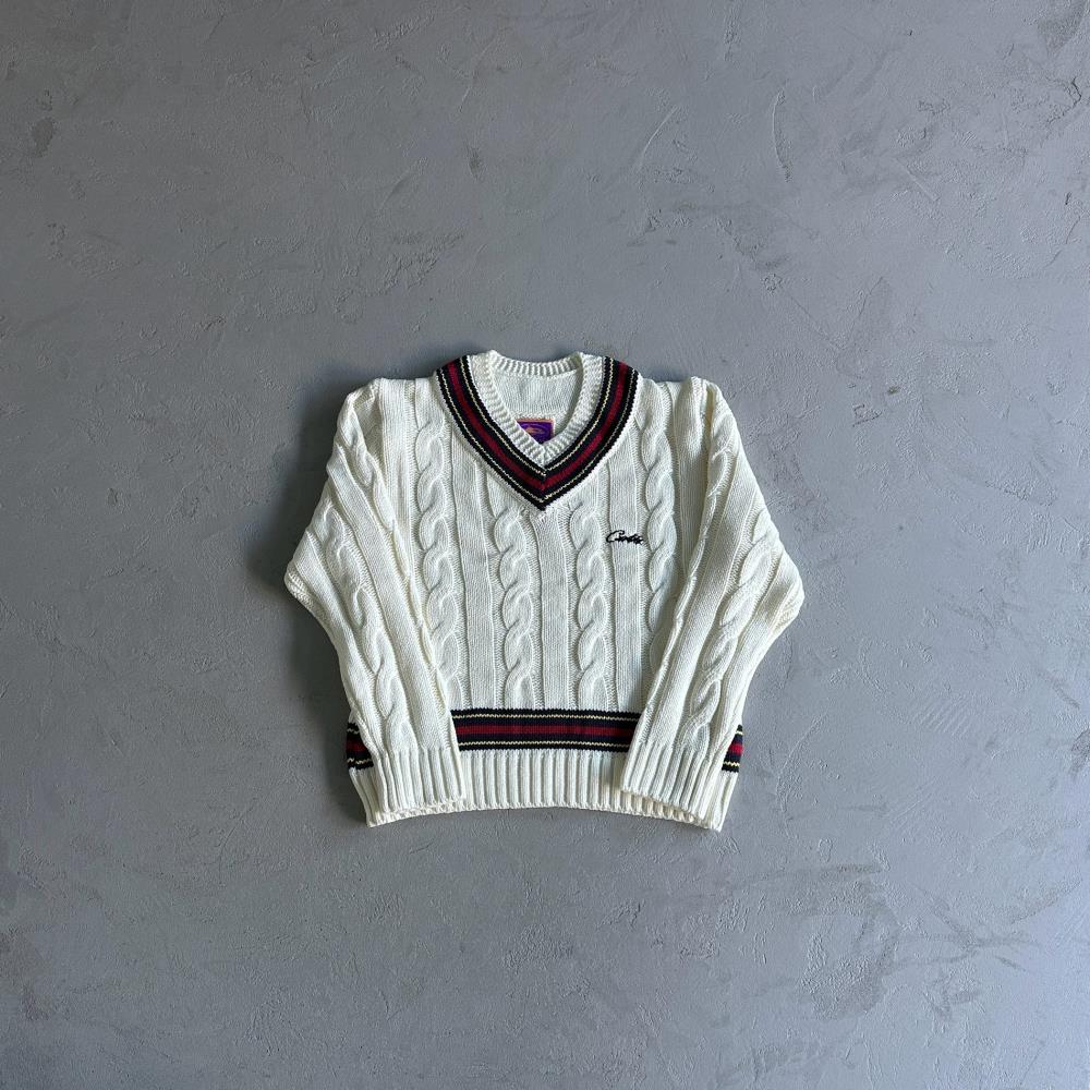 Corteiz V-Neck Sweater - White Ironleague