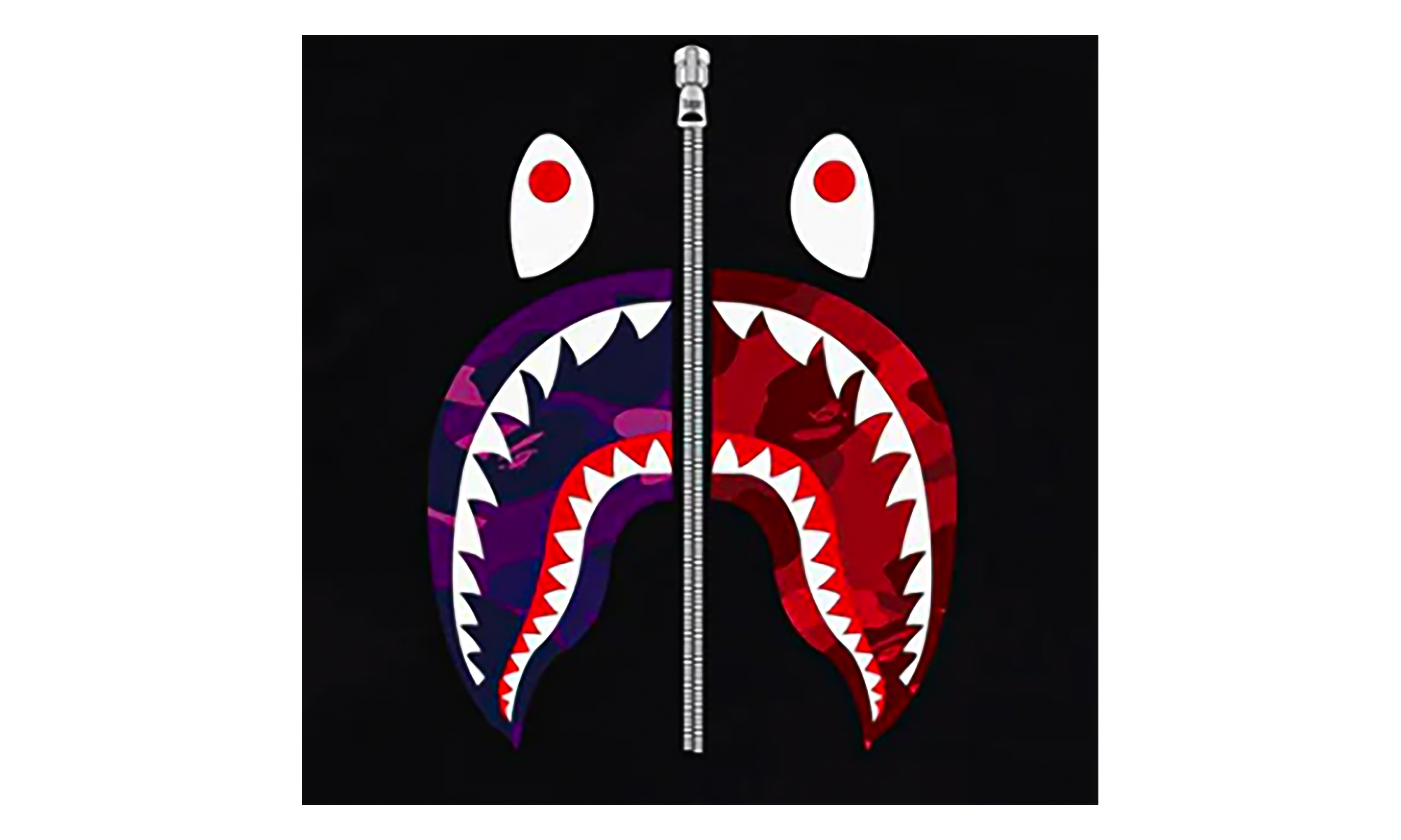 BAPE Color Camo Separate Shark Tee Black - Purple / Red 1K80 110 021 BLACK PURPLE