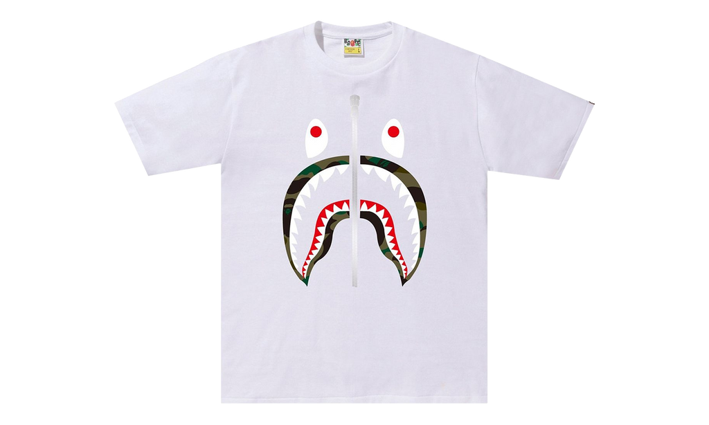 BAPE 1st Camo Shark Tee White / Green M110016D WHM