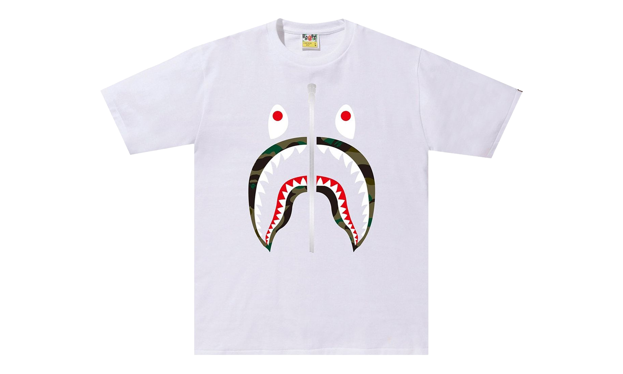 BAPE 1st Camo Shark Tee White / Green M110016D WHM