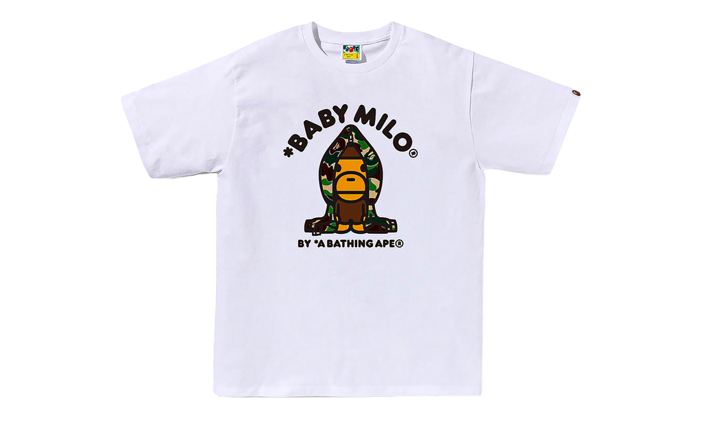 BAPE ABC Camo Milo Hoodie SS Tee White/Green Camo 0ZXTEMX00510Q WHM