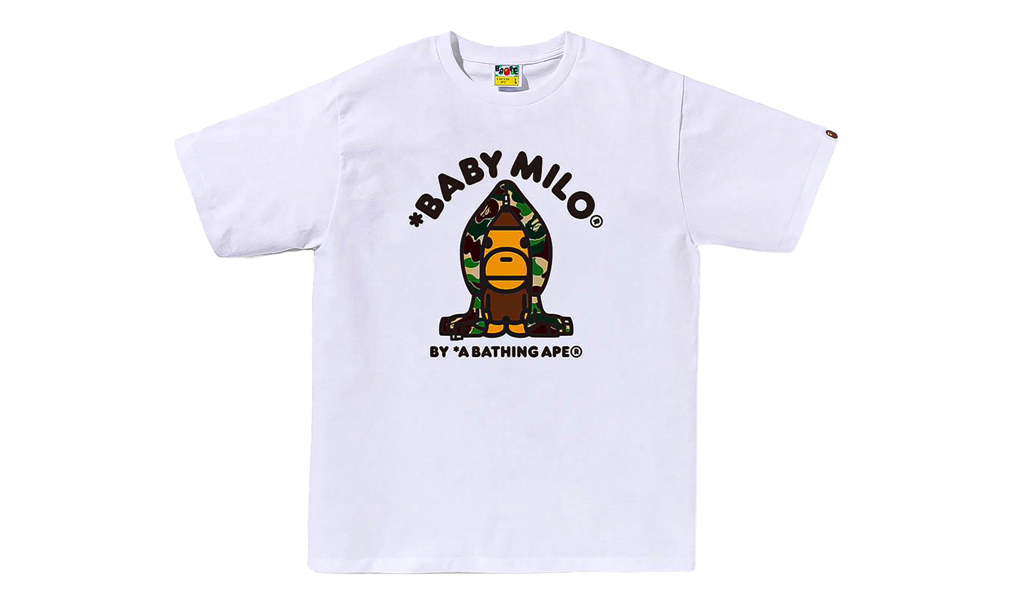BAPE ABC Camo Milo Hoodie SS Tee White/Green Camo 0ZXTEMX00510Q WHM