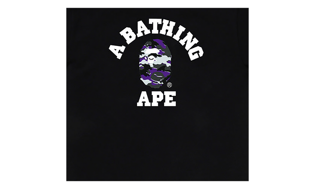BAPE Glitch Woodland Camo College Tee Black / Purple Camo 0ZXTEM031101Q BKS