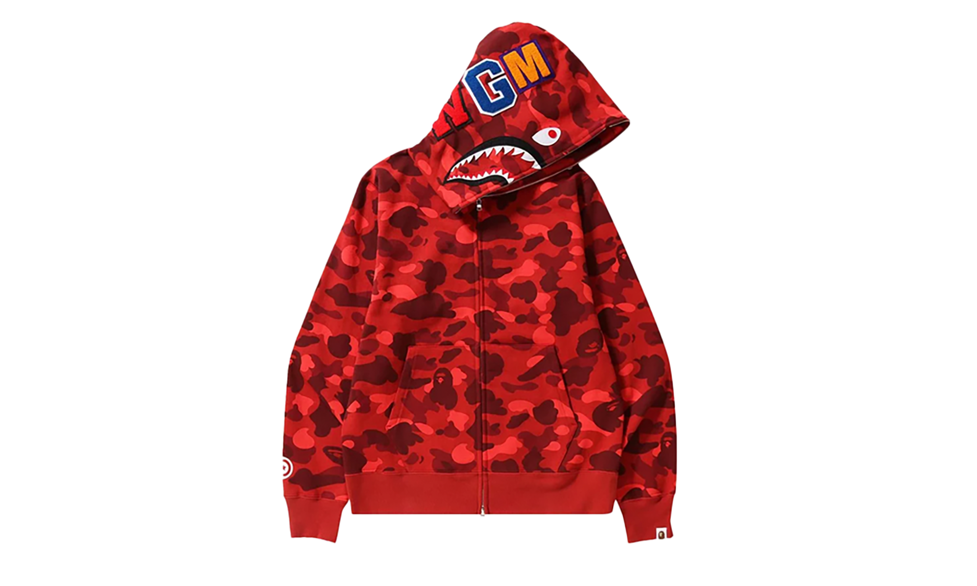 BAPE Color Camo Shark Full Zip Hoodie RED 001ZPJ201003MRED