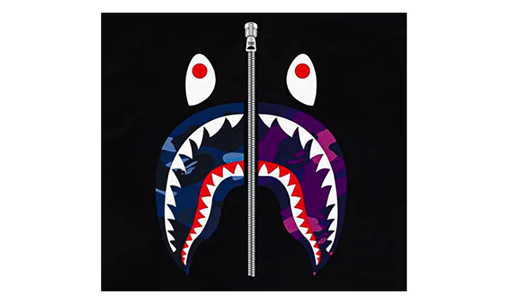 BAPE Color Camo Separate Shark Tee Black - Blue / Purple 1K80 110 021 BLACK NAVY