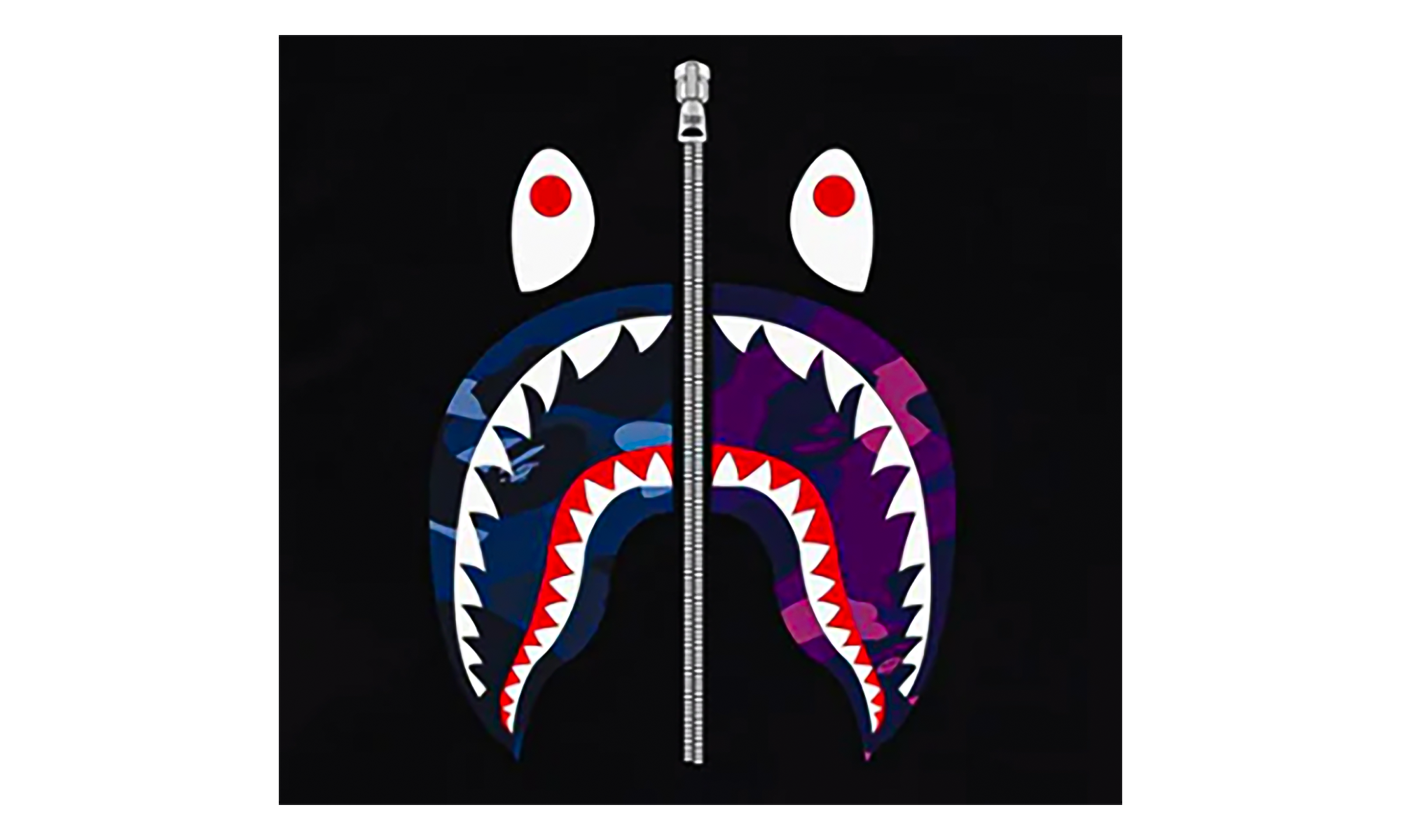BAPE Color Camo Separate Shark Tee Black - Blue / Purple 1K80 110 021 BLACK NAVY