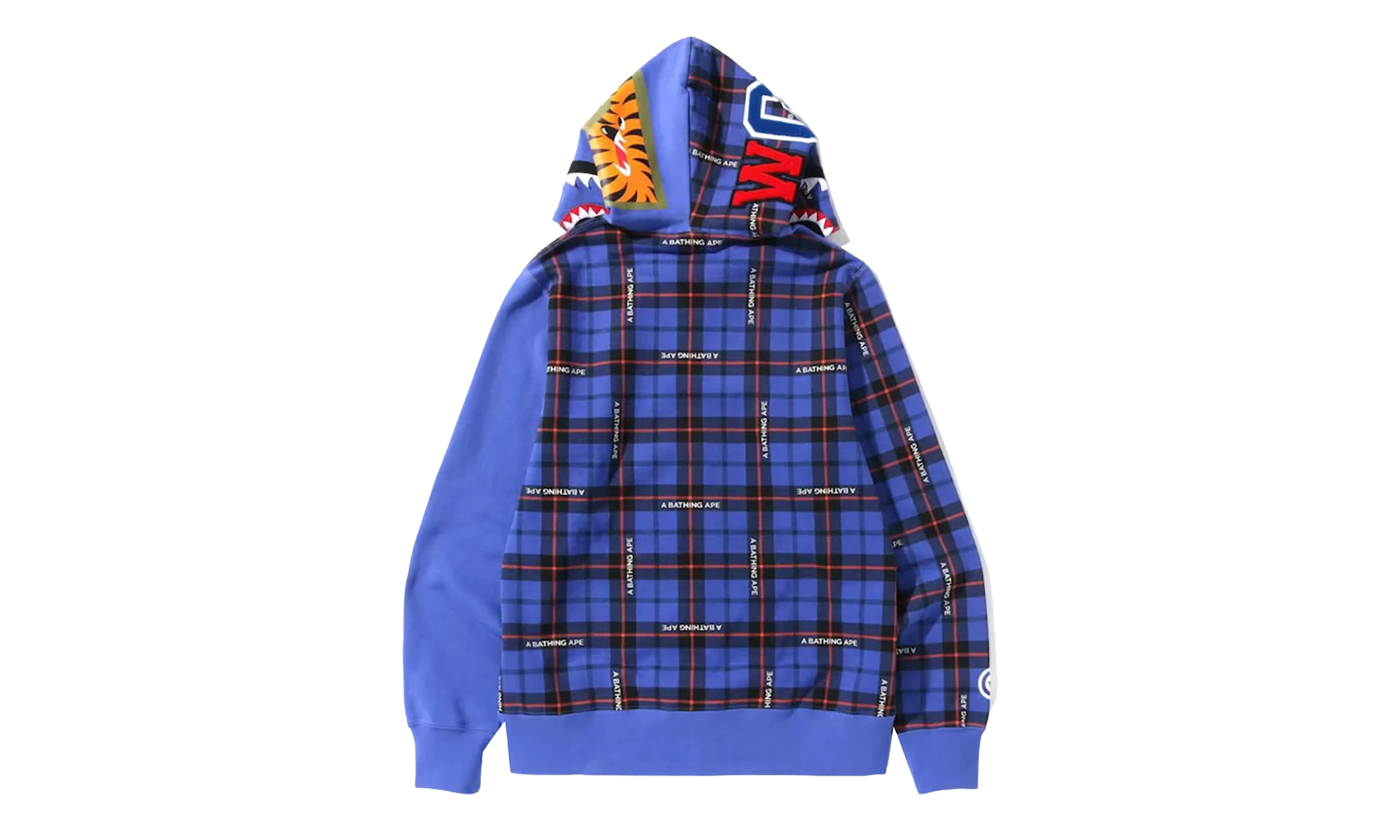 BAPE Logo Check Shark Full Zip Hoodie Blue 0ZXSWM15004MI BLUE