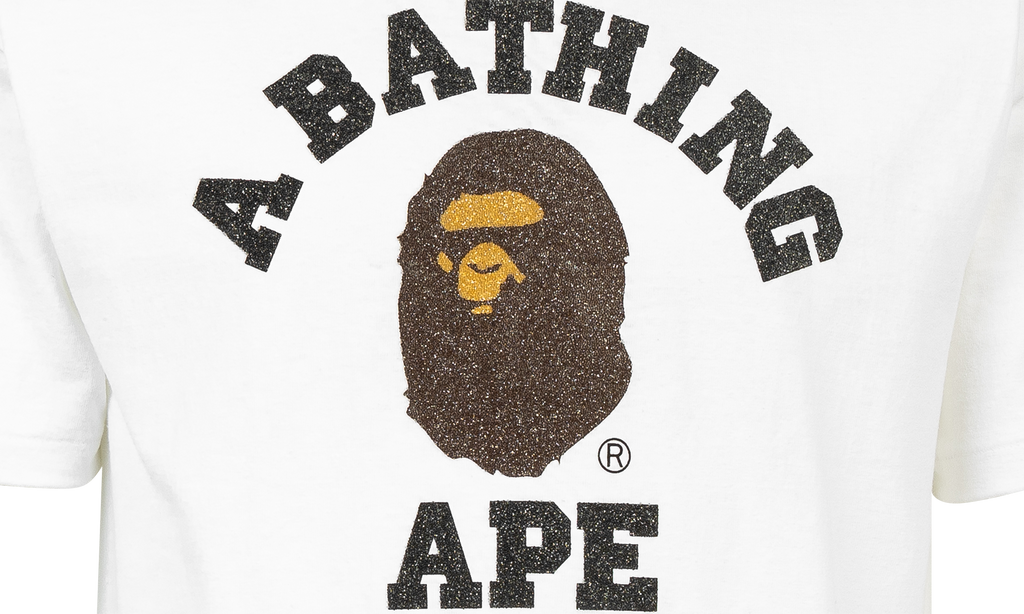 BAPE Glass Beads College Tee White 0ZXTEM110059DWHX