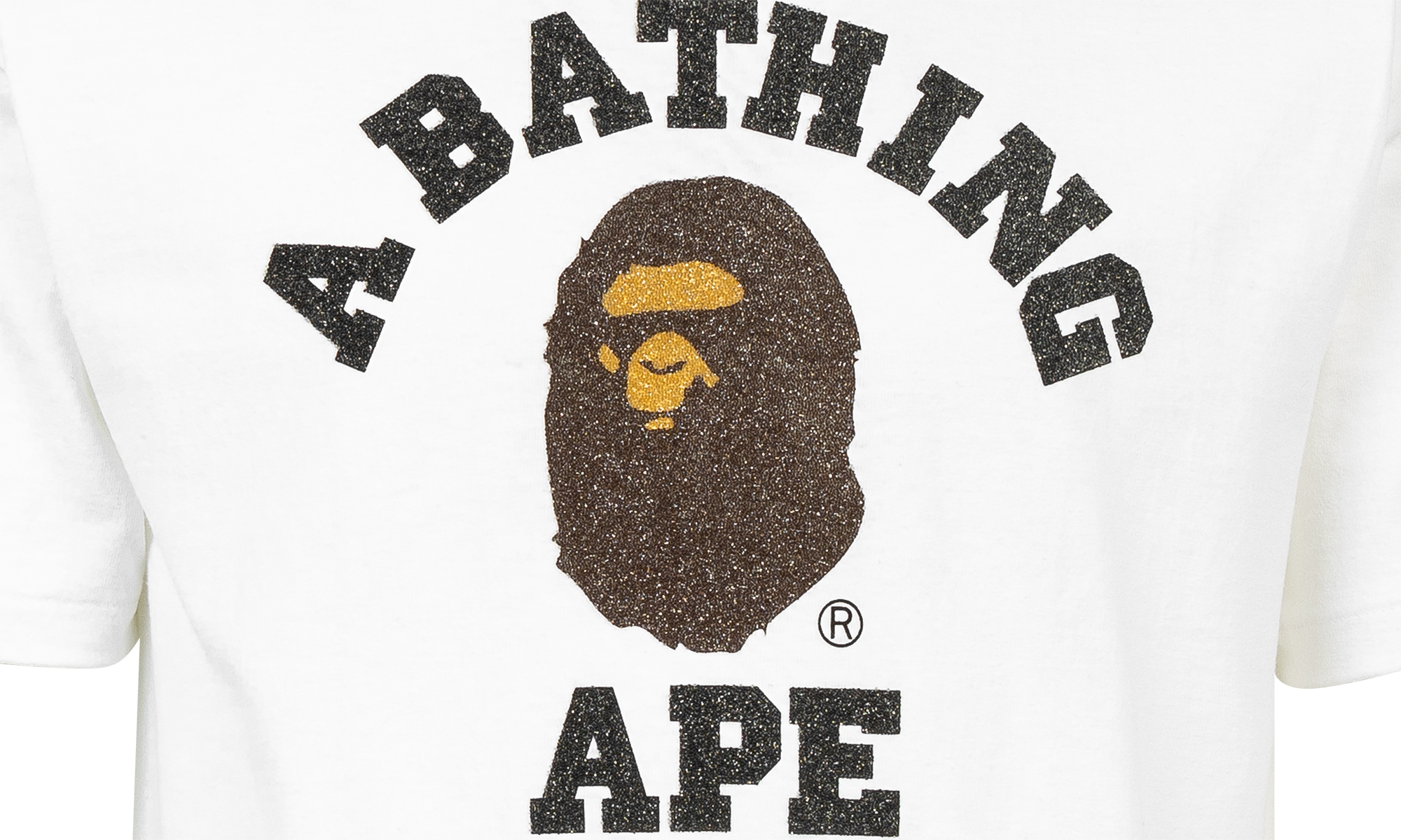 BAPE Glass Beads College Tee White 0ZXTEM110059DWHX